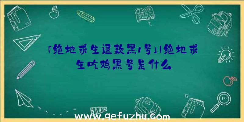 「绝地求生退款黑1号」|绝地求生吃鸡黑号是什么